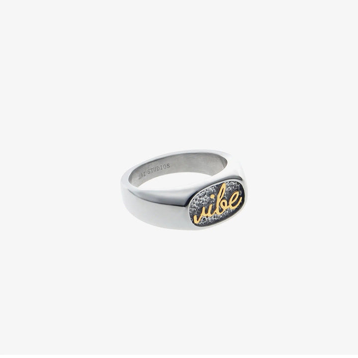 Silver-plated Gold Letter Totem Ring