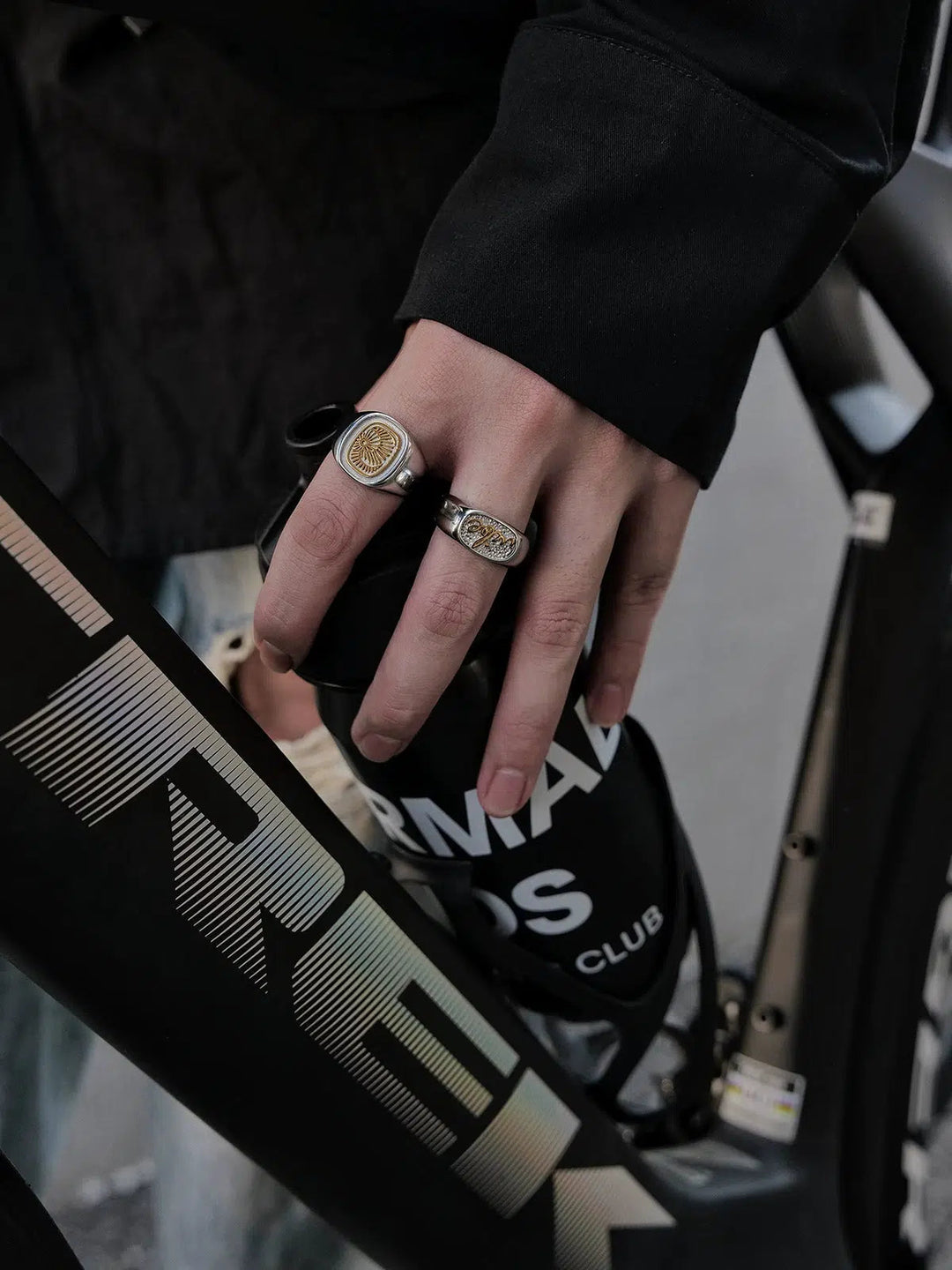 Silver-plated Gold Letter Totem Ring