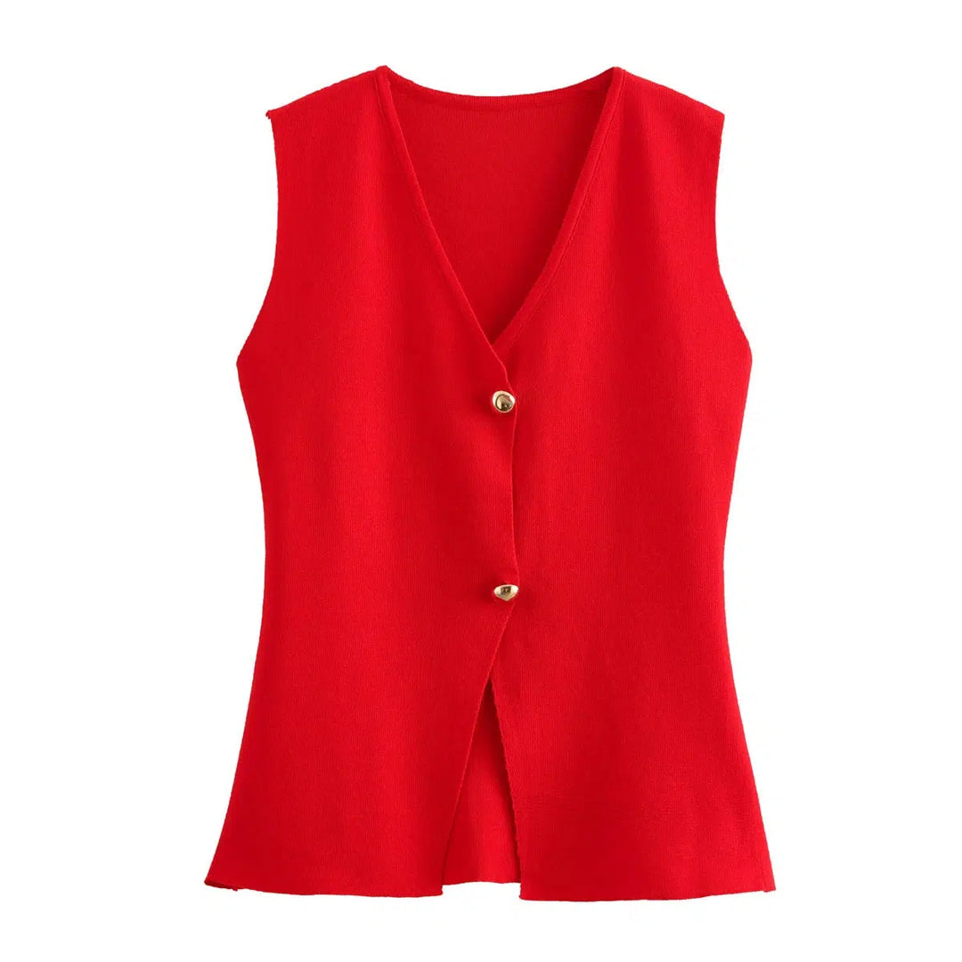 Sleeveless Button Vests