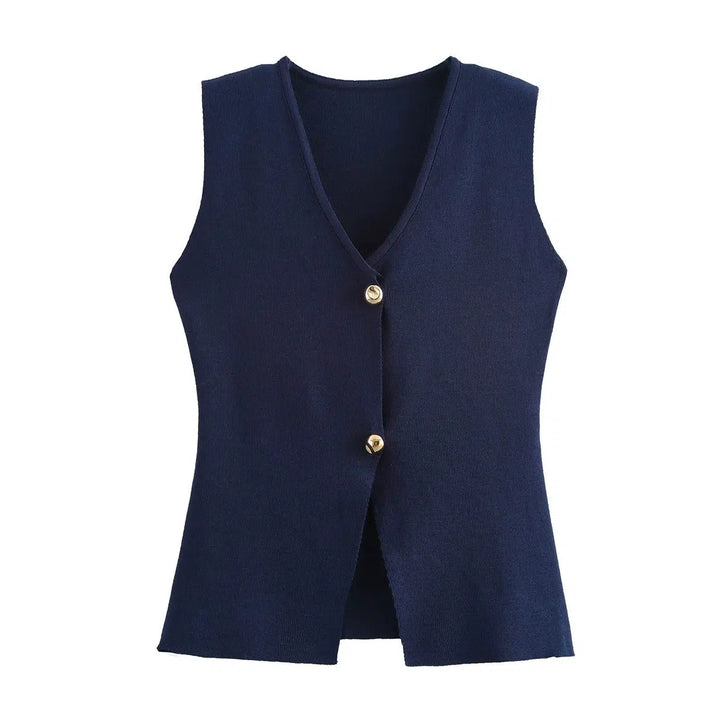 Sleeveless Button Vests