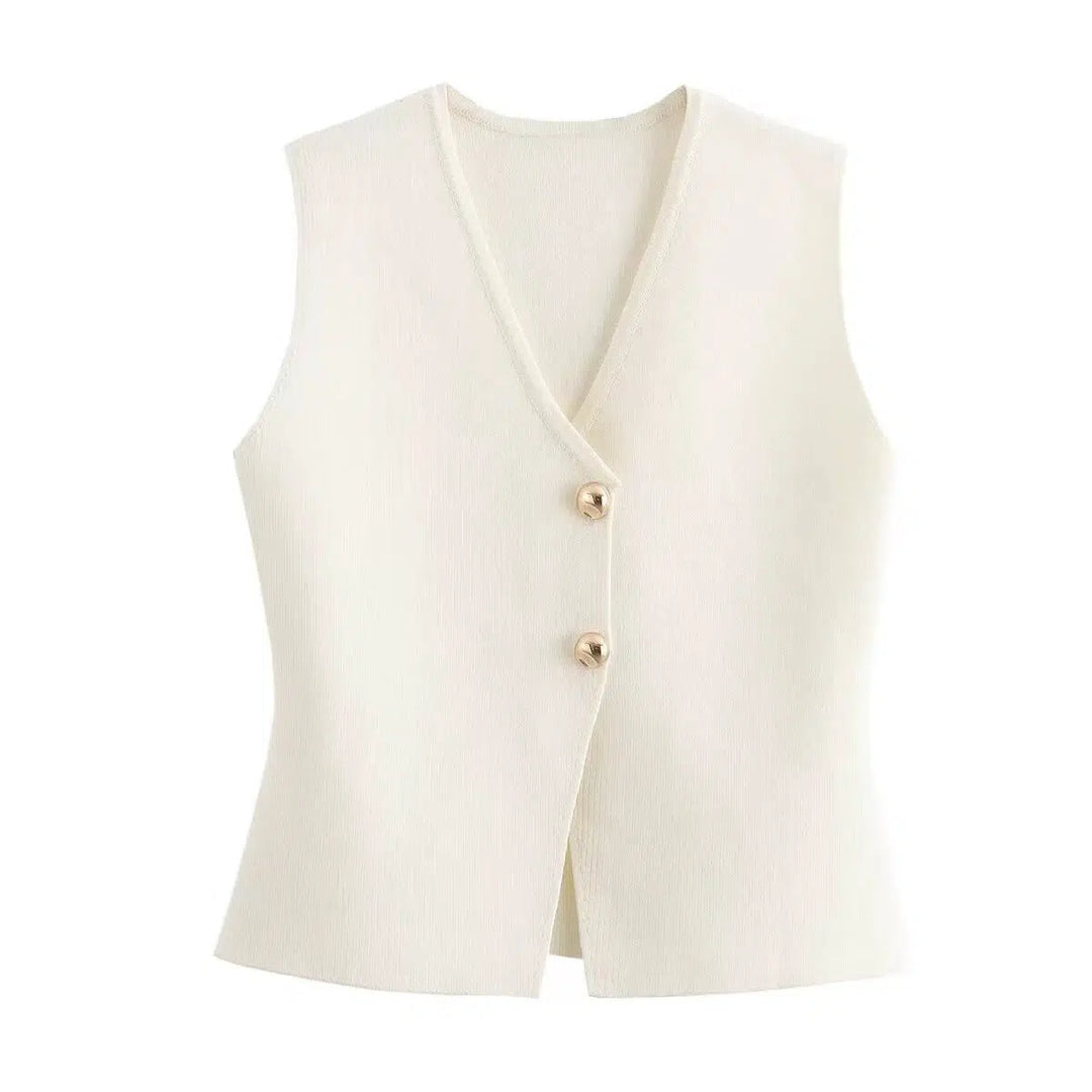 Sleeveless Button Vests