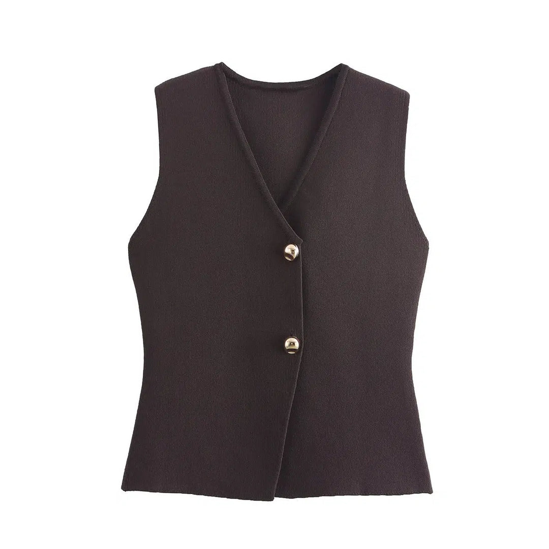 Sleeveless Button Vests