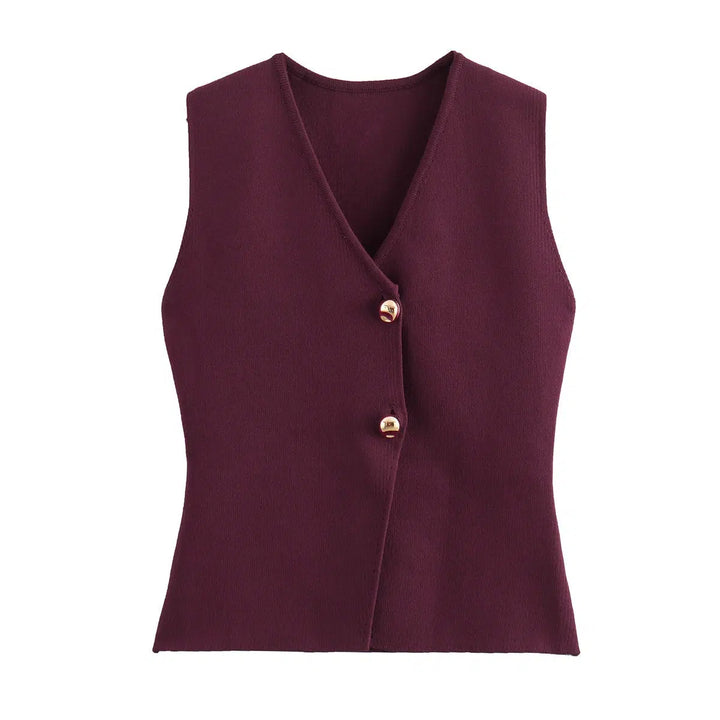 Sleeveless Button Vests