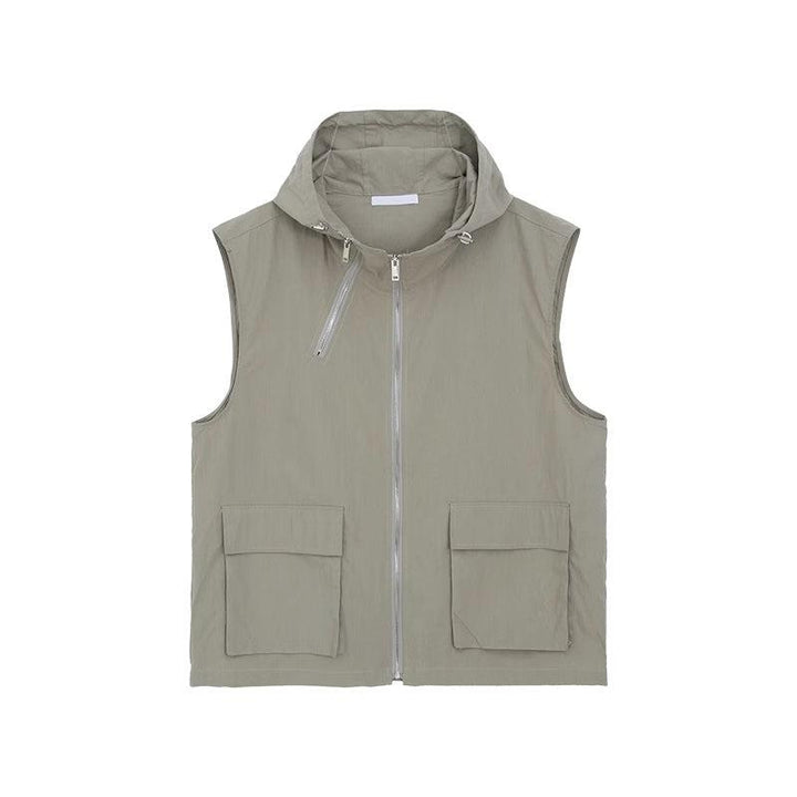 Sleeveless Hooded Nylon Jacket & Cargo Pants