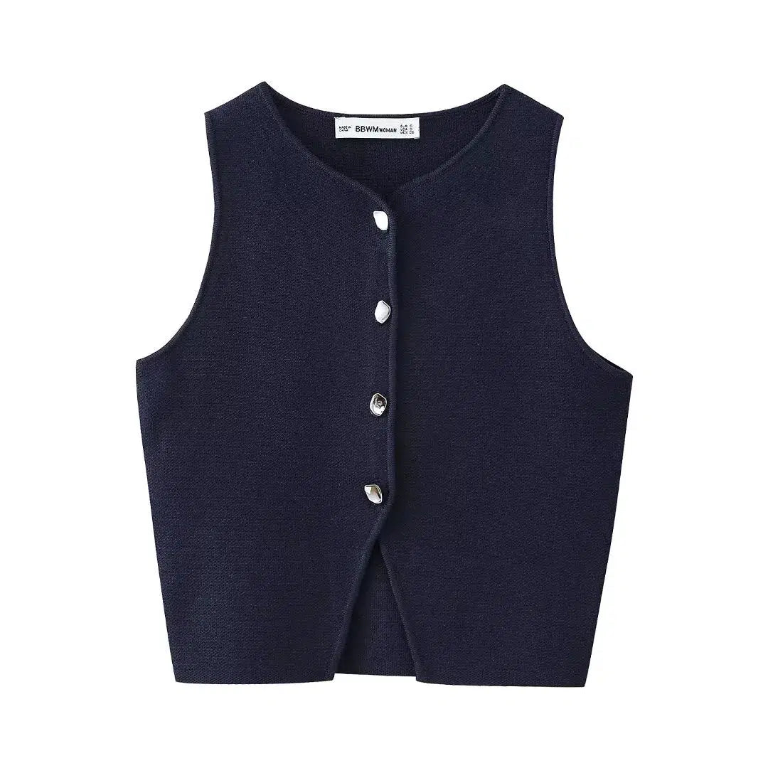 Sleeveless Knit Cardigan Vest