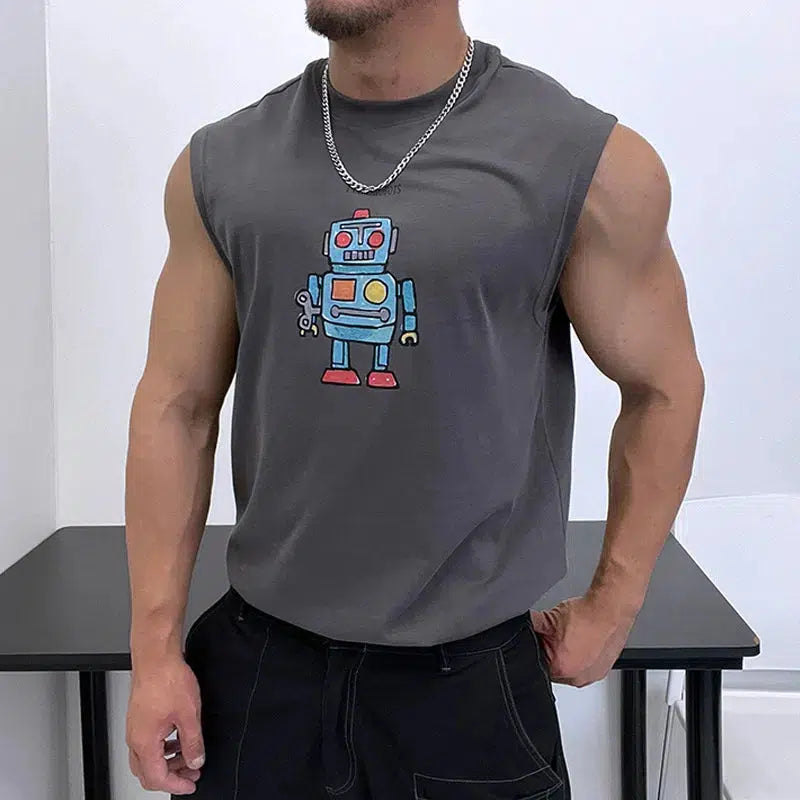 Sleeveless Robot Graphic Vest