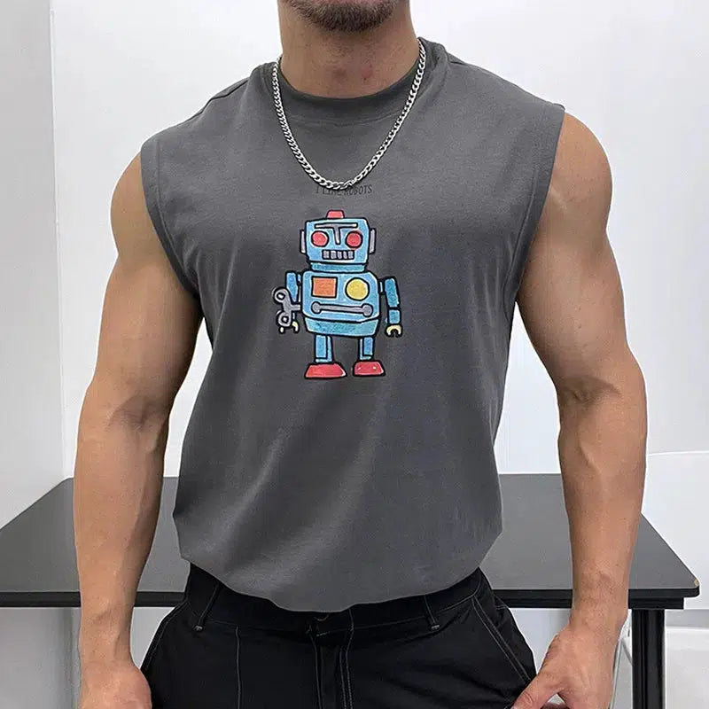 Sleeveless Robot Graphic Vest