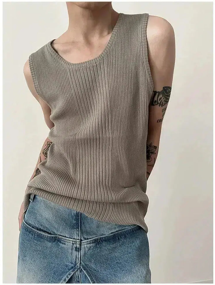 Sleeveless Slim Elastic Knit Vest