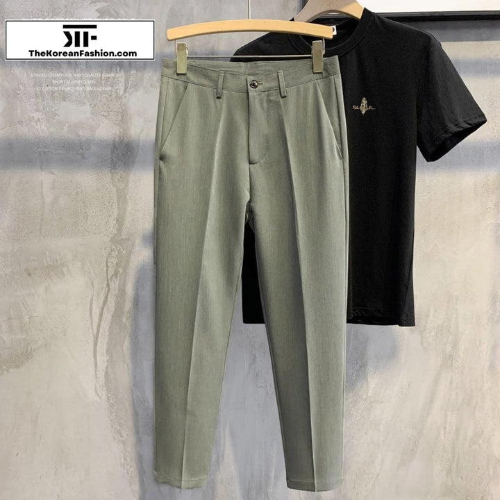 Slim Feet Embroidery Casual Pants