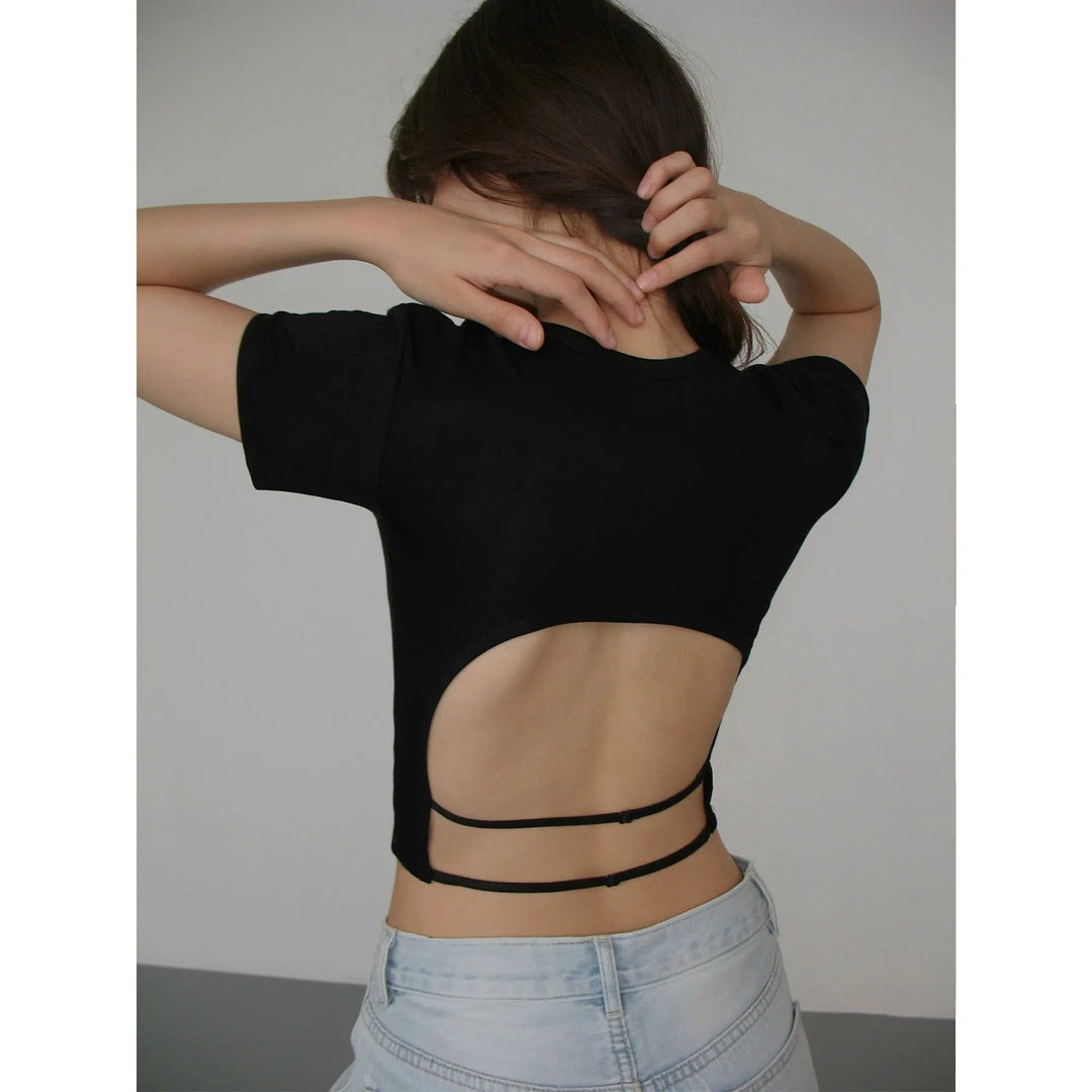 Slim Fit Backless T-shirt