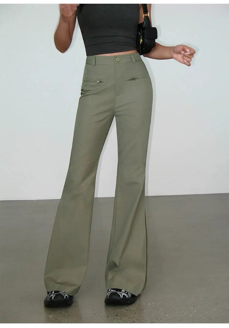 Slim Fit High Waisted Flared Pants