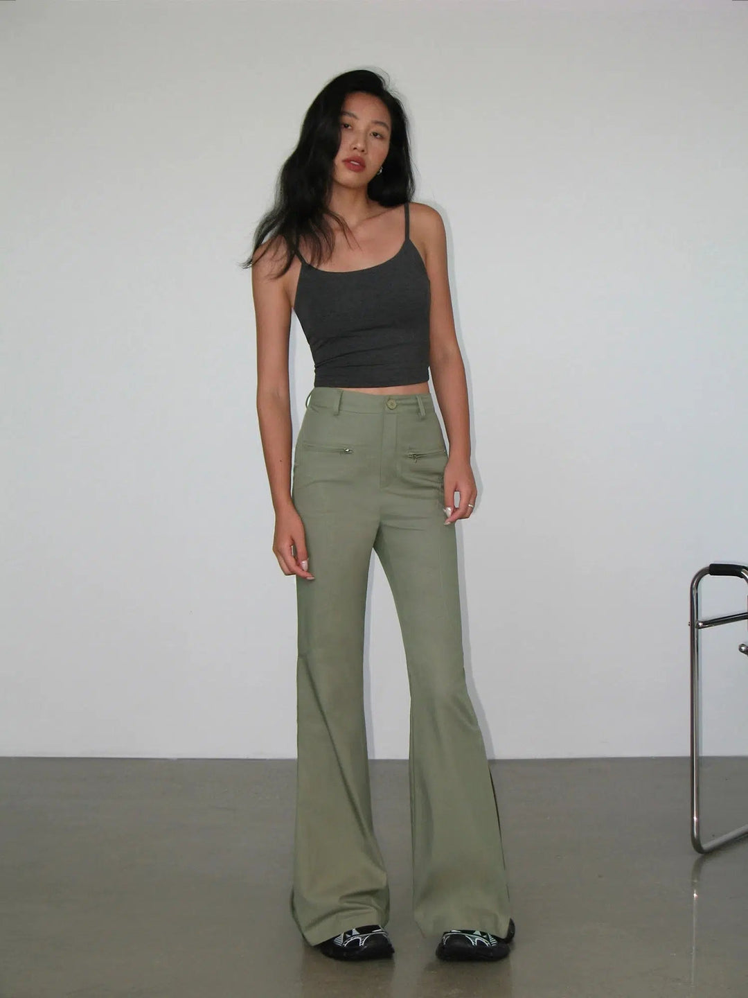 Slim Fit High Waisted Flared Pants