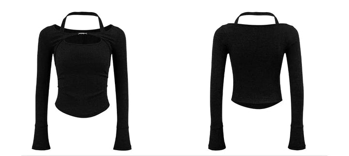 Slim Fit Long Sleeve Pullover with Unique Neckline Detail