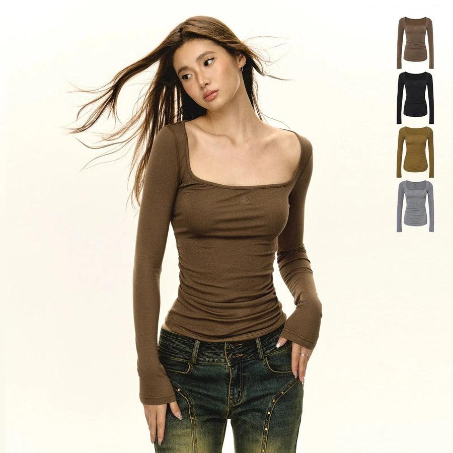 Slim Fit Long Sleeve Scoop Neck Pullover