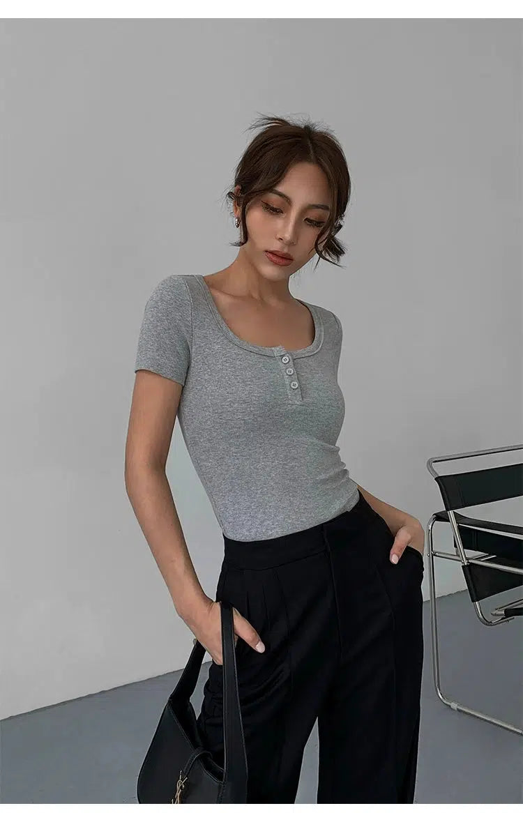 Slim Fit Square Neck T-shirt