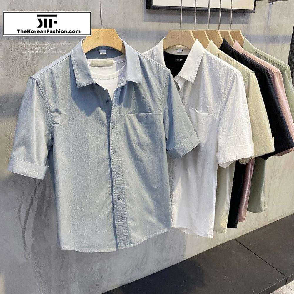 Slim Lapel Short-sleeved T-shirt