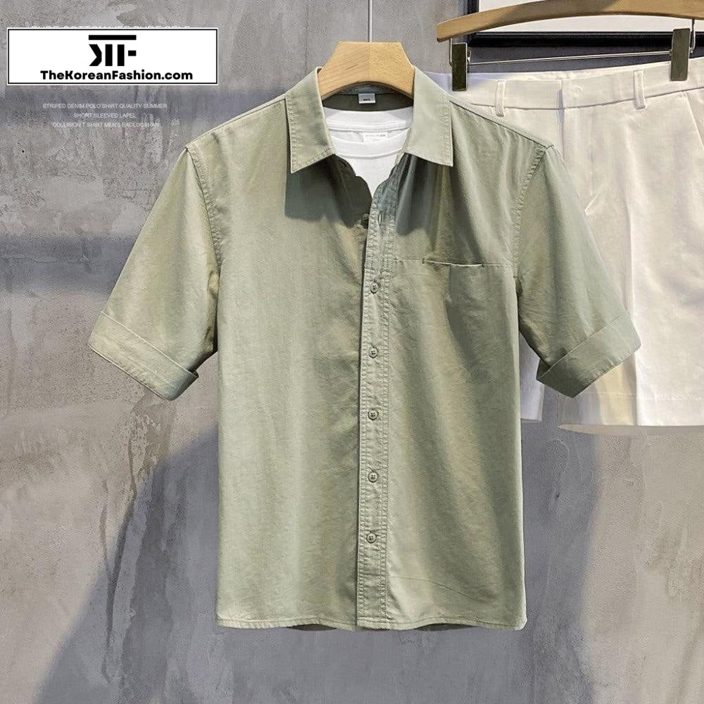 Slim Lapel Short-sleeved T-shirt