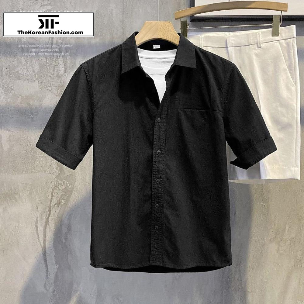 Slim Lapel Short-sleeved T-shirt