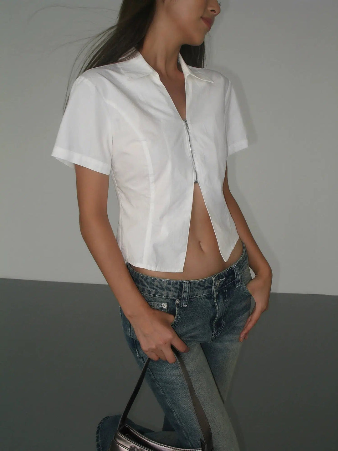 Slim Waist Short-sleeved Shirt