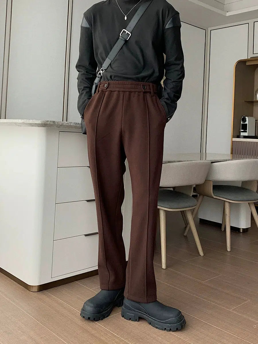 Slim-fit Elastic Waist Fleece Pants