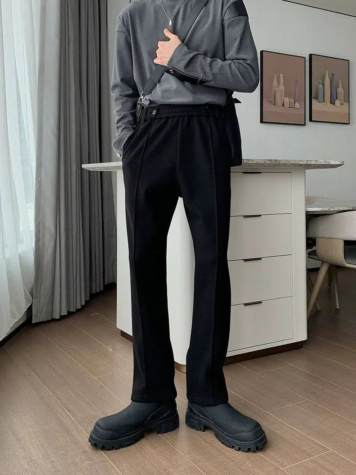 Slim-fit Elastic Waist Fleece Pants