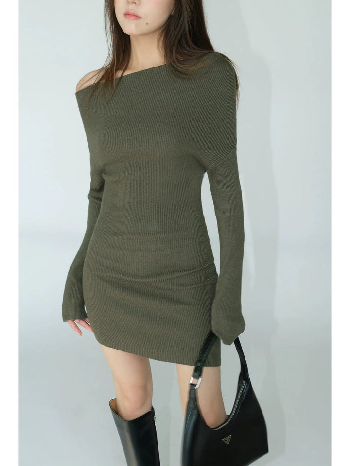 Slim-fit Off-the-shoulder Knit Dress