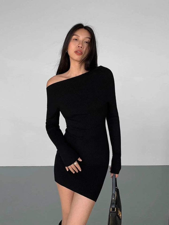 Slim-fit Off-the-shoulder Knit Dress