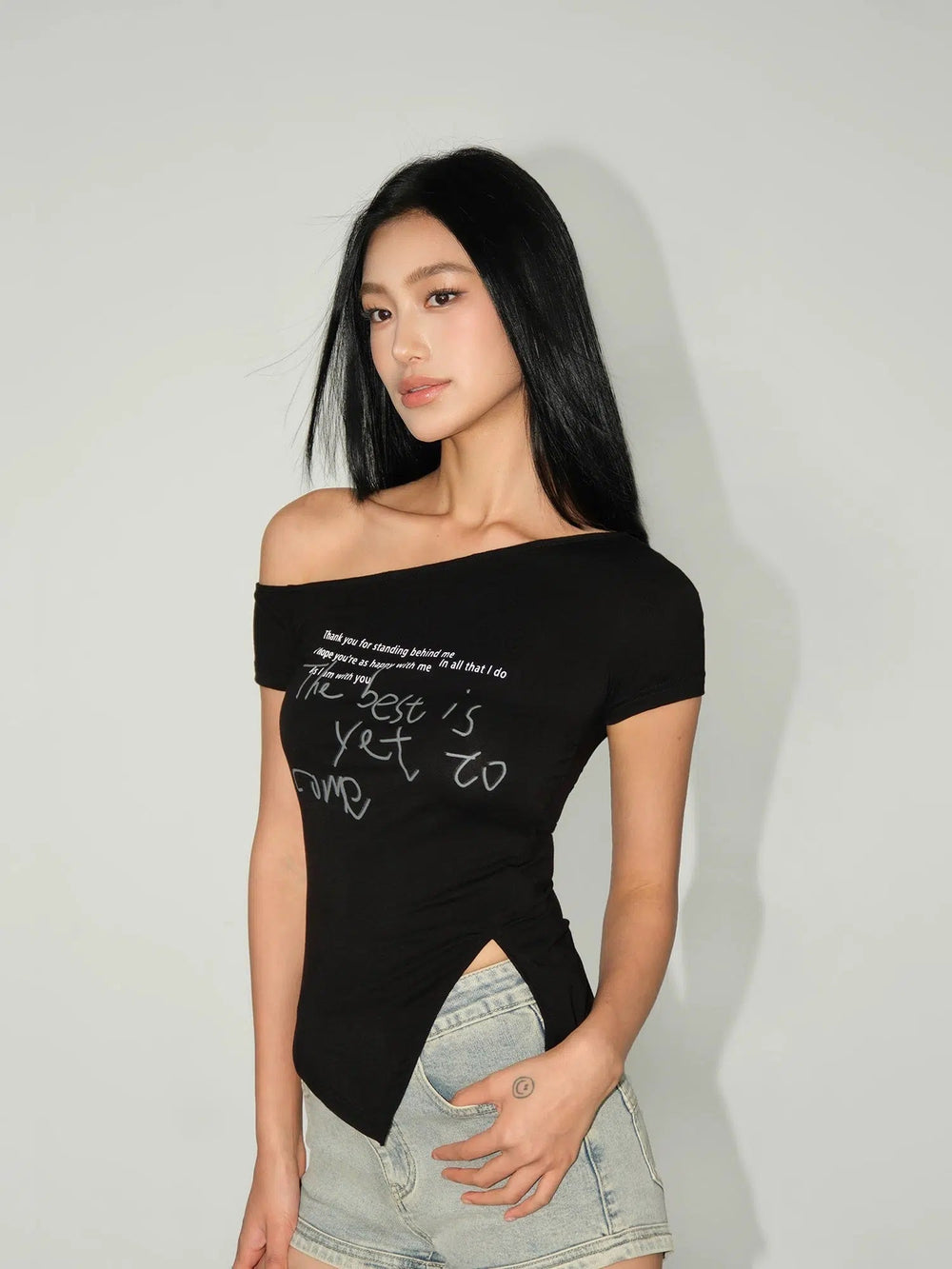 Slim-fit Off-the-shoulder T-shirt