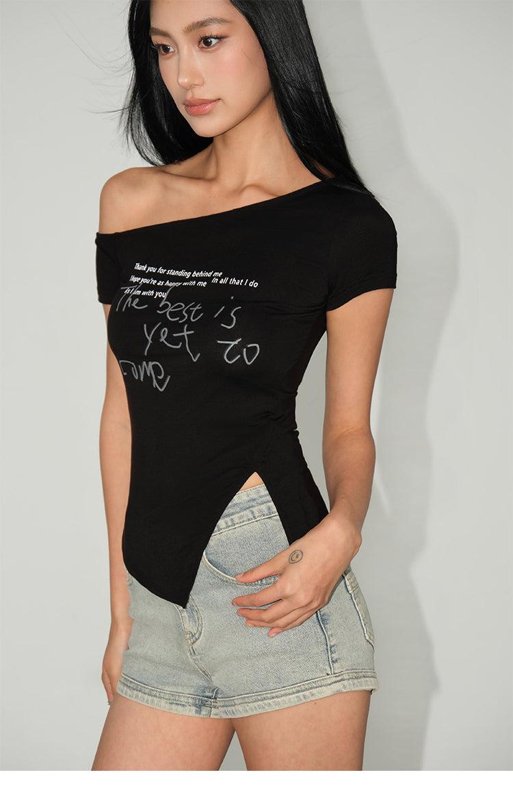 Slim-fit Off-the-shoulder T-shirt