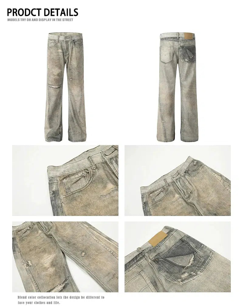 Slim-fit Printed Dirty-fit Jeans