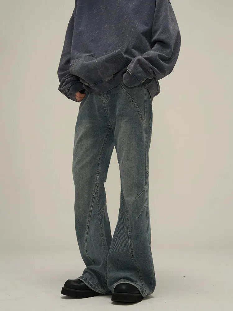 Slim-fit Straight-leg Denim Flared Pants