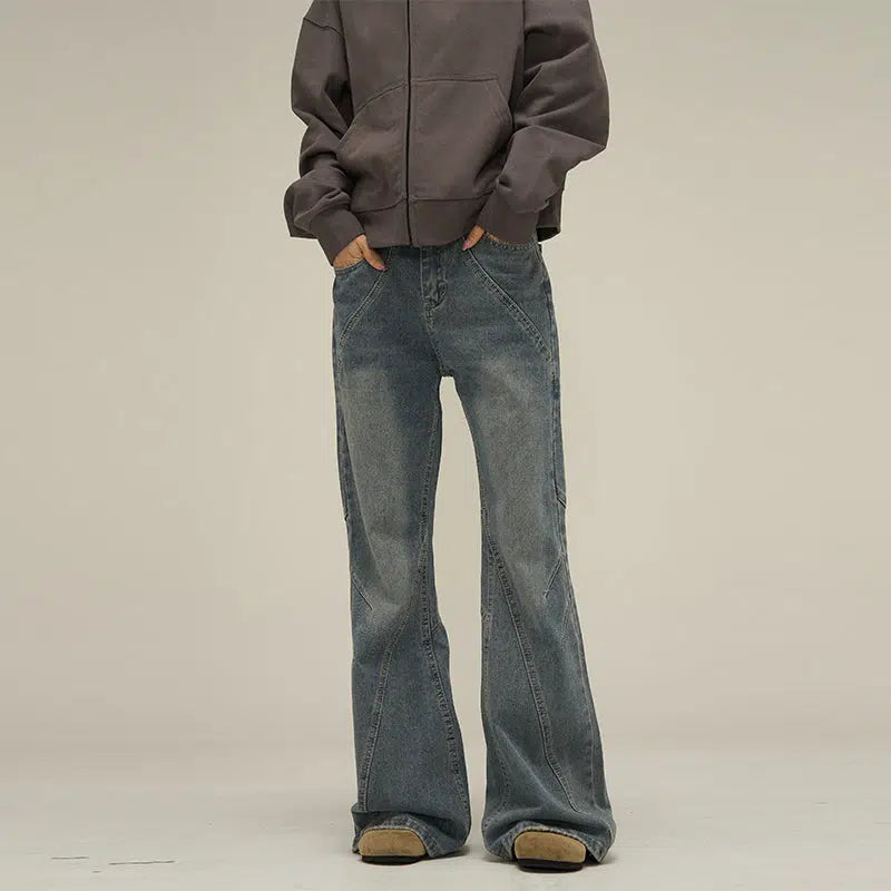 Slim-fit Straight-leg Denim Flared Pants