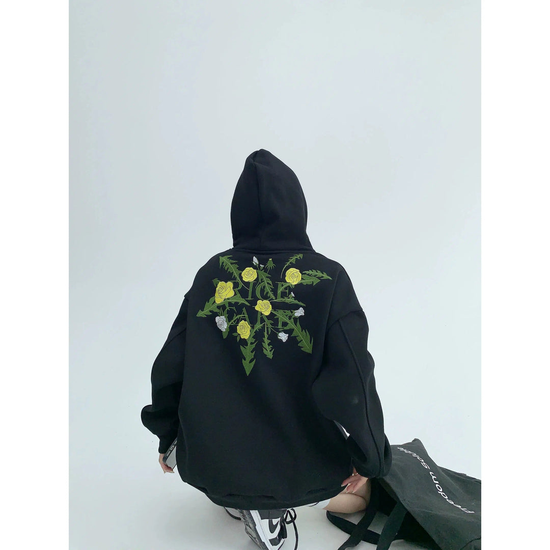 Floral Embroidered Hoodie