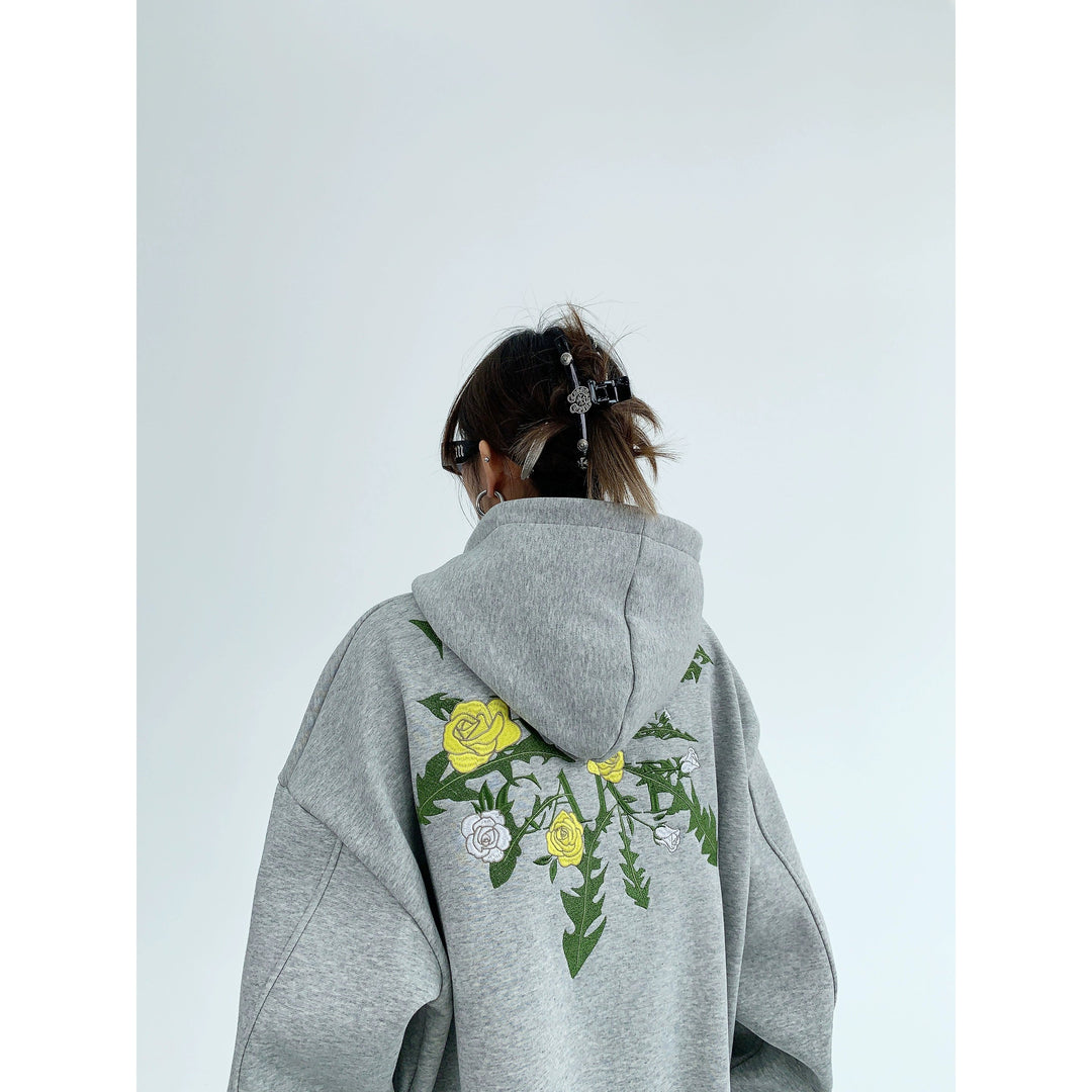 Floral Embroidered Hoodie