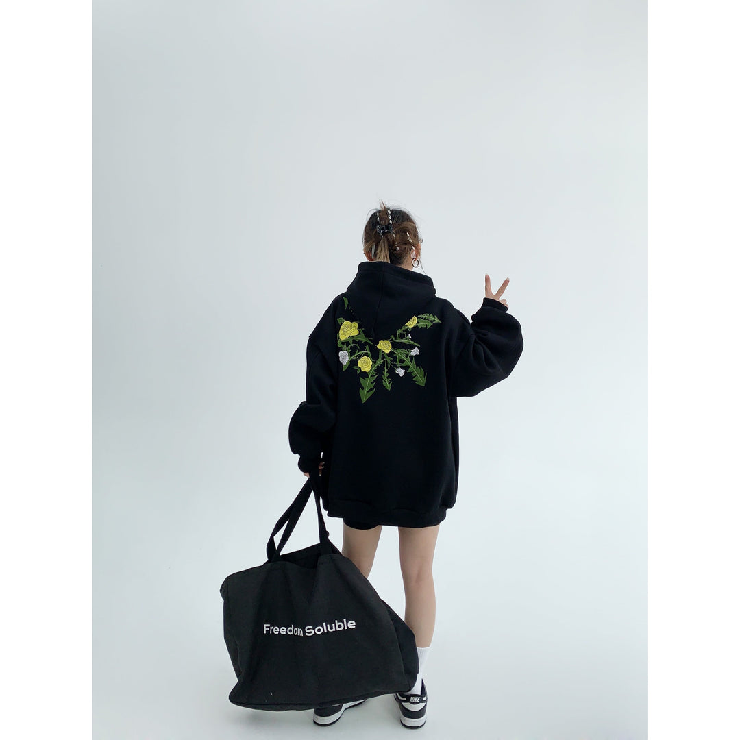 Floral Embroidered Hoodie