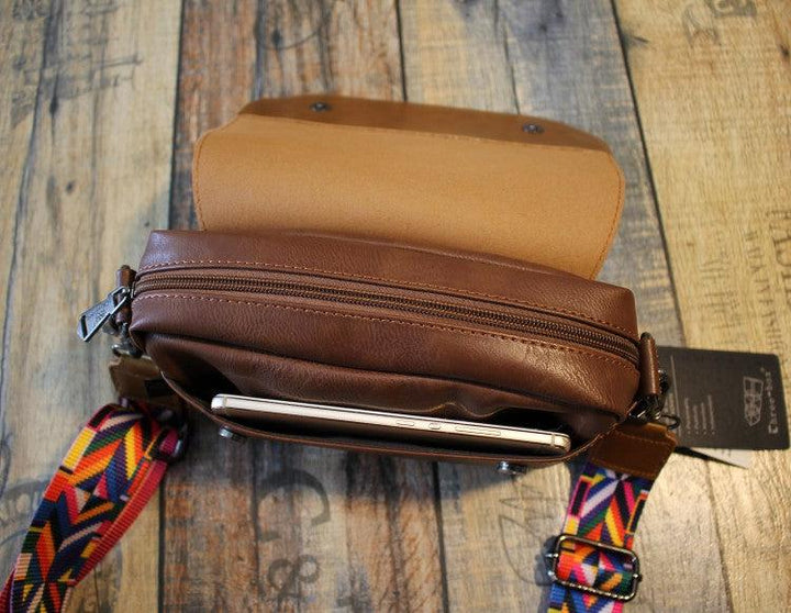 Small Faux Leather Flap Crossbody Bag