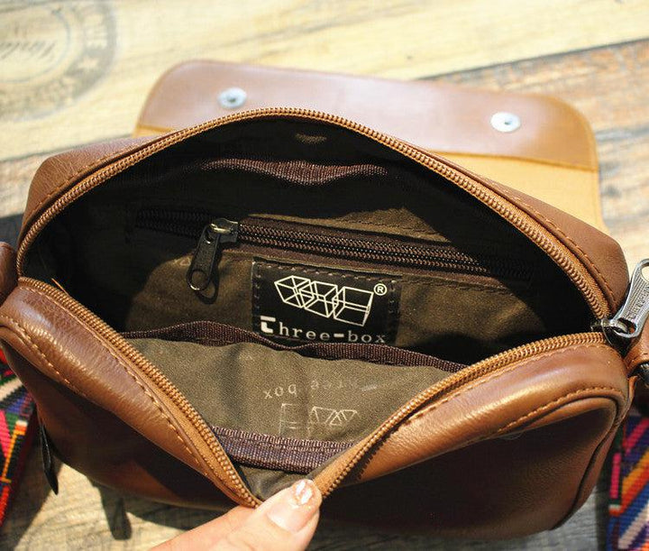 Small Faux Leather Messenger Bag