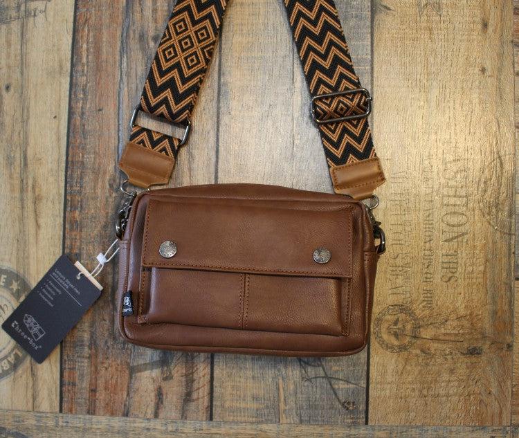 Small Leather Square Messenger Bag