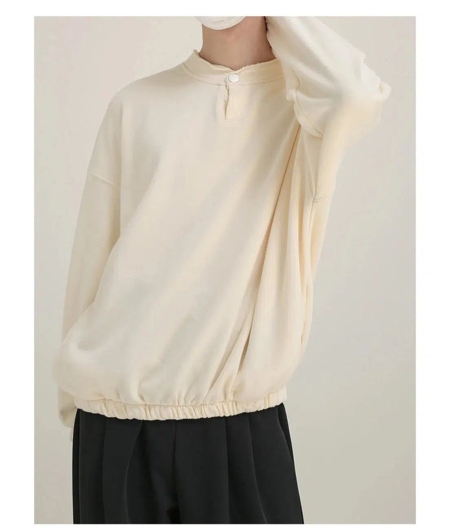 Small Neck Henley Collar Sweatshirt