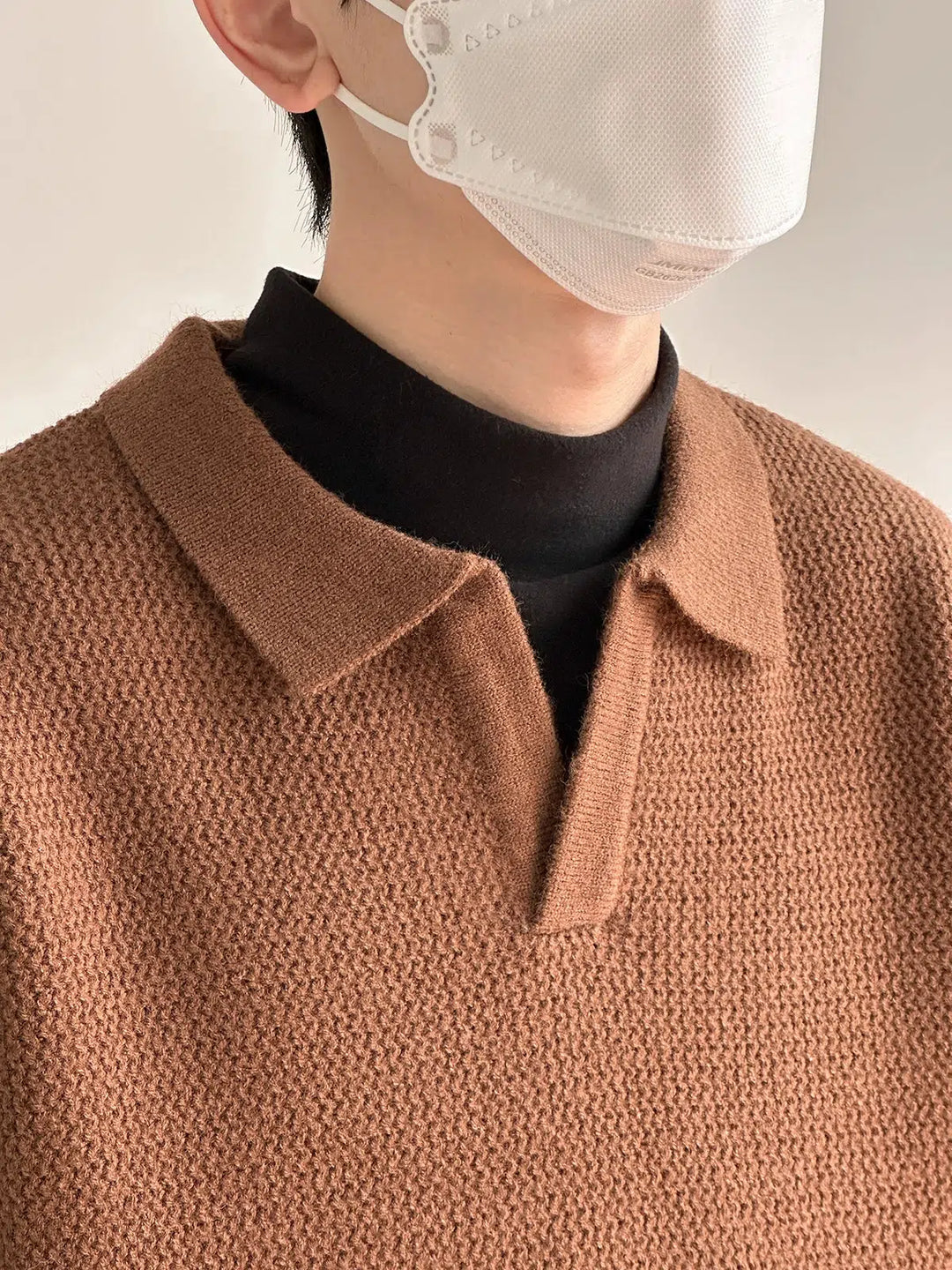 Soft Lapel Notched Collar Sweater