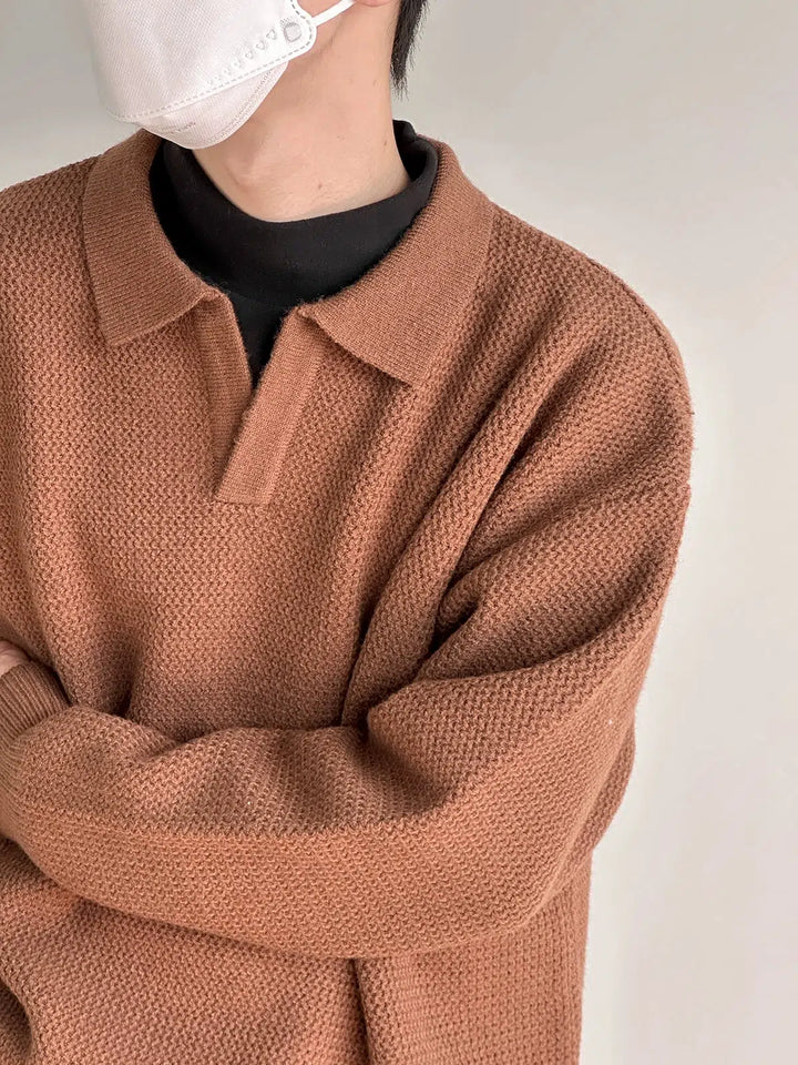 Soft Lapel Notched Collar Sweater