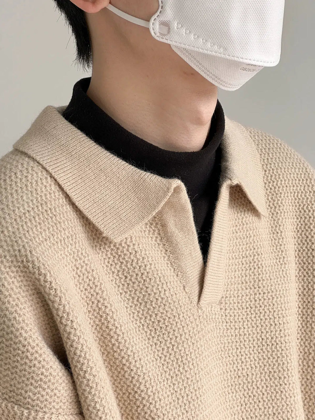 Soft Lapel Notched Collar Sweater