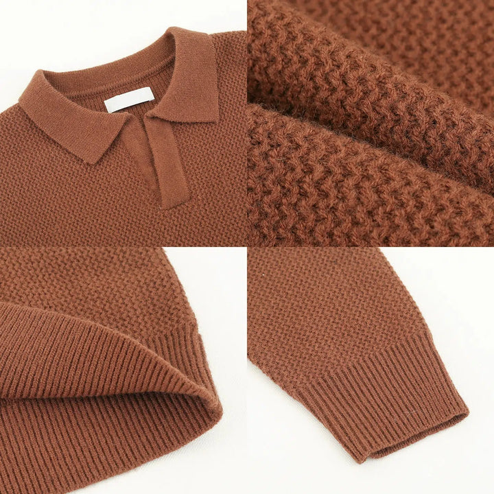 Soft Lapel Notched Collar Sweater