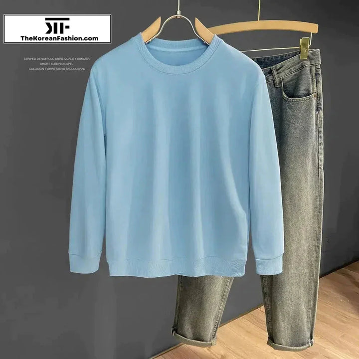 Solid Color Round Neck Bottoming Sweatshirt