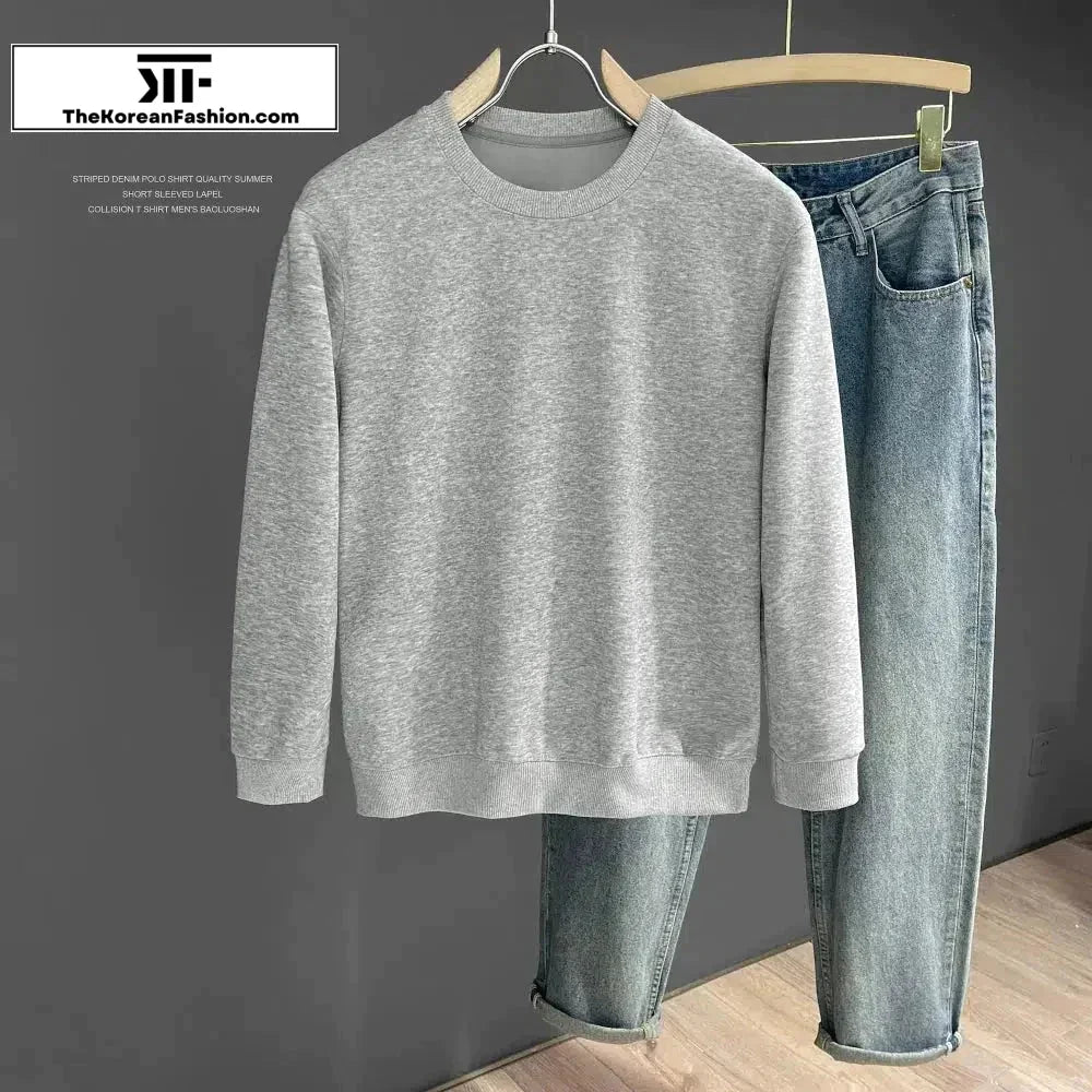 Solid Color Round Neck Bottoming Sweatshirt