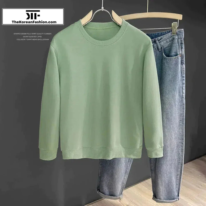 Solid Color Round Neck Bottoming Sweatshirt