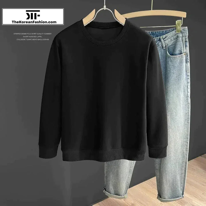 Solid Color Round Neck Bottoming Sweatshirt