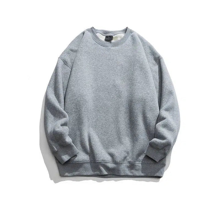 Solid Color Velvet Round Neck Sweatshirt