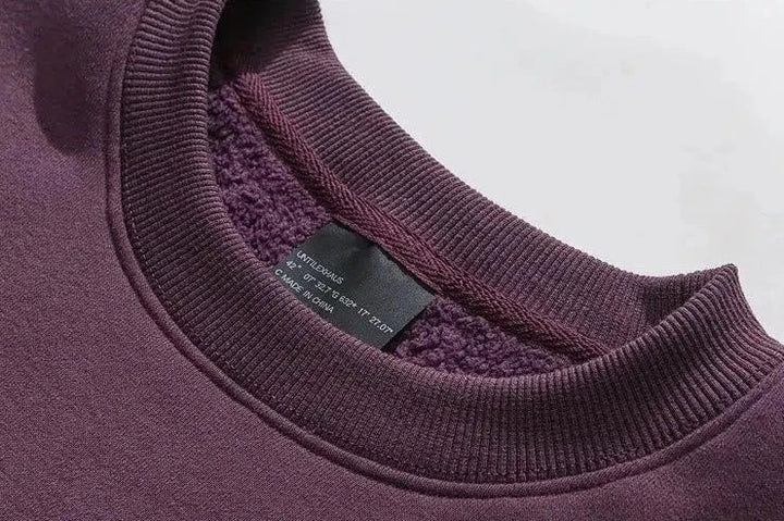 Solid Color Velvet Round Neck Sweatshirt