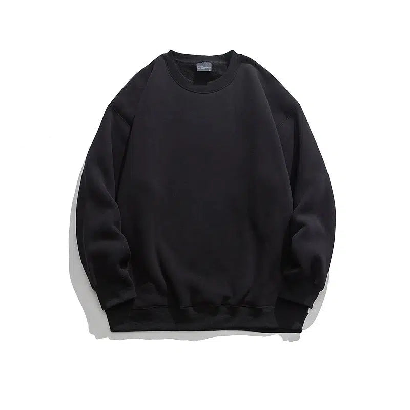 Solid Color Velvet Round Neck Sweatshirt